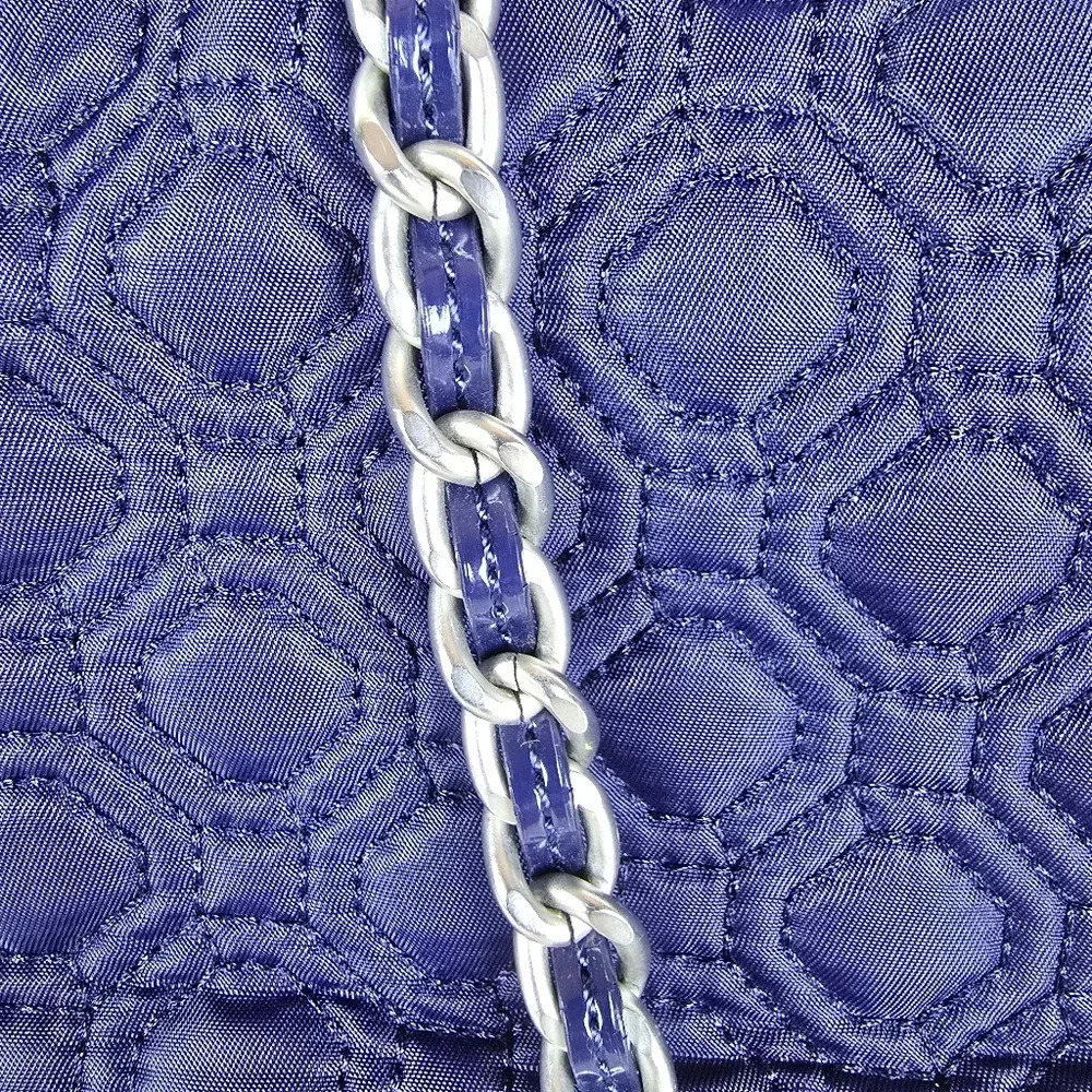 Vera Bradley Navy Blue Short Chain Handle Quilted Handbag - Picture 6 of 15